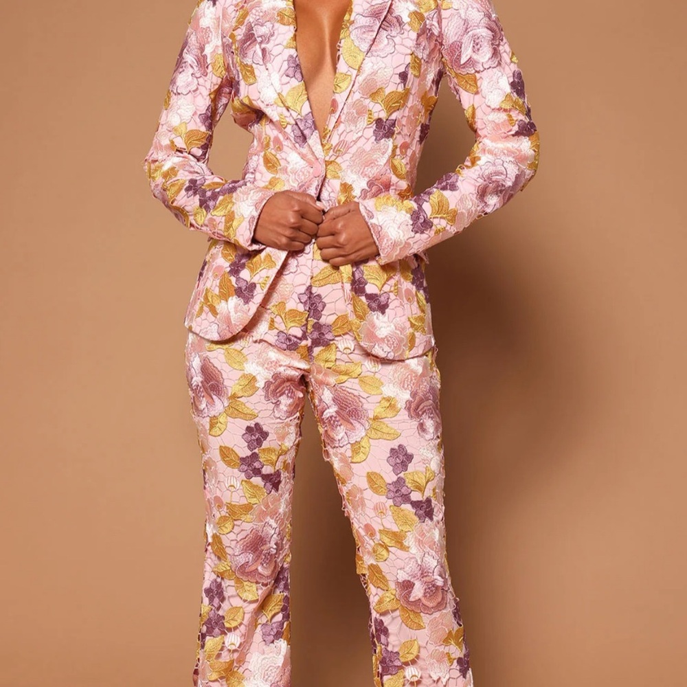 Fashion Nova Pink and Yellow Floral pantsuit - Picture 11 of 11